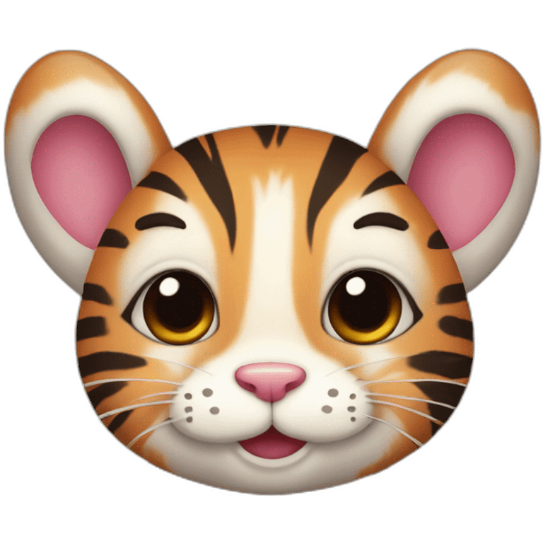 cute bunny with tiger stripes and a bear face emoji