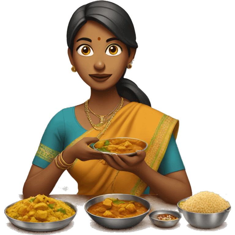 indian woman eating curry  emoji