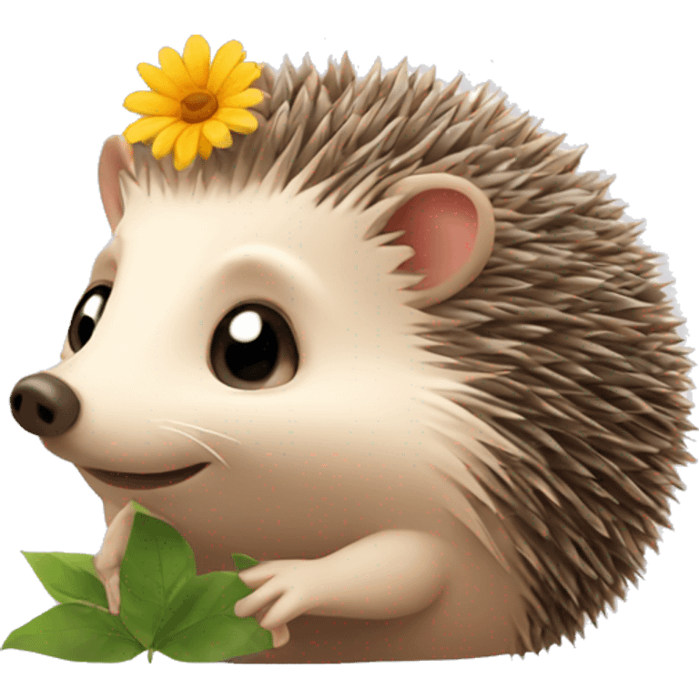 hedgehog with flower emoji