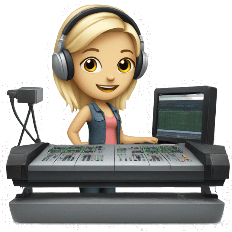 Audio technician blonde girl with an audio desk emoji