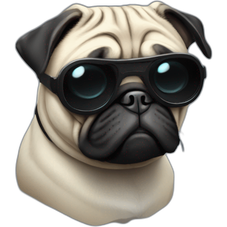 pug with black sunglasses and wearing a cyberpunk suit emoji