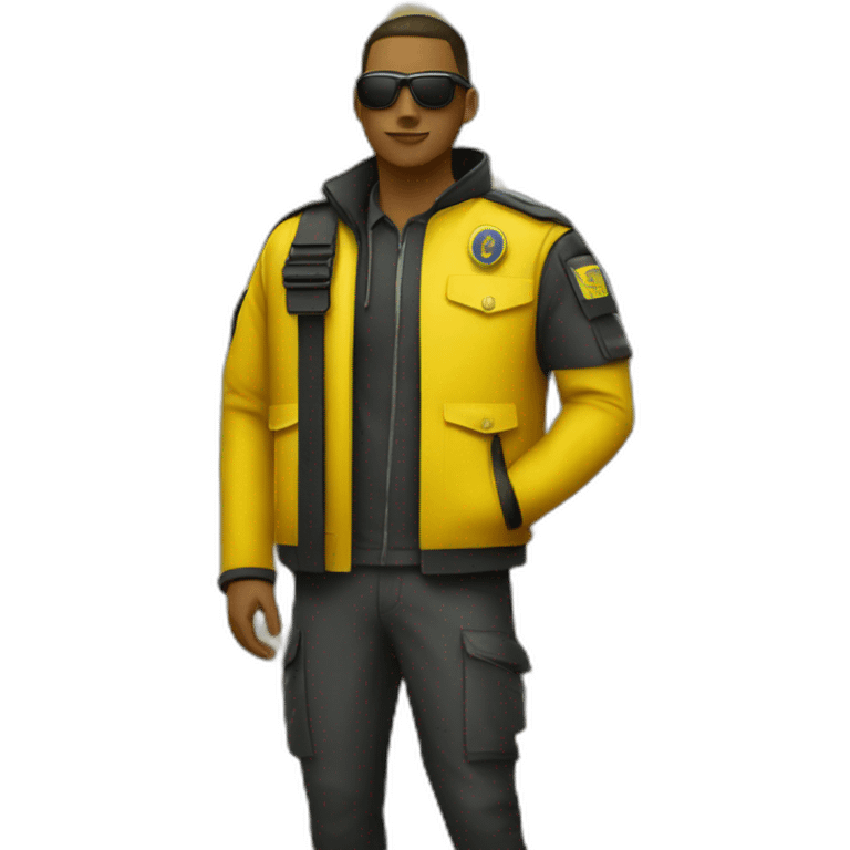 Securityguard in yellow Jackett on a Music festival emoji