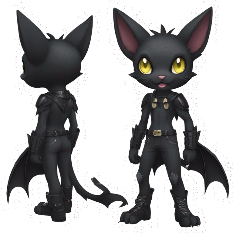 Black Anthro Punk Bat-Cat-Fakemon Full Body emoji