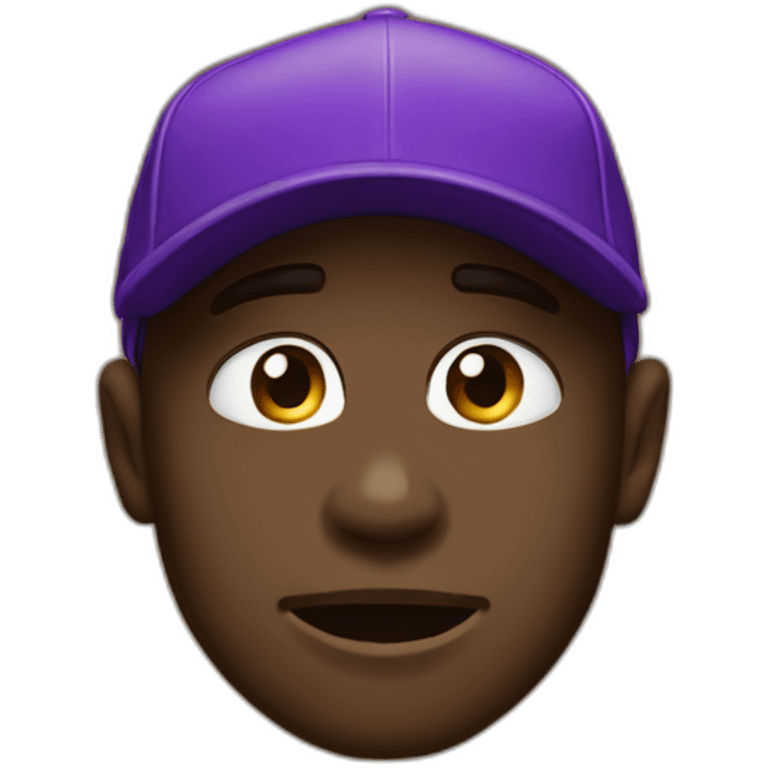 Bronze man cry with a purple new era cap emoji