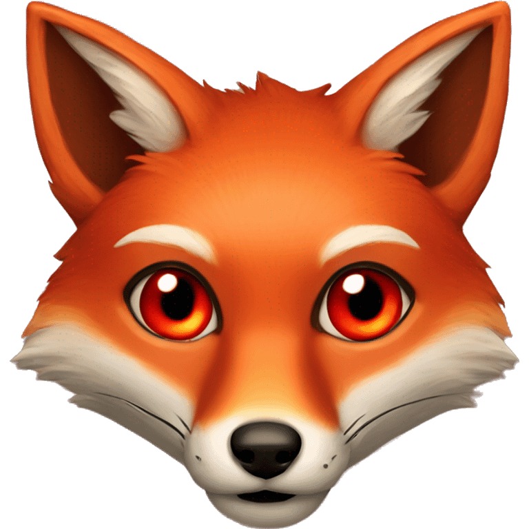 deep lush red fox face with tiny red heart instead of eyes emoji