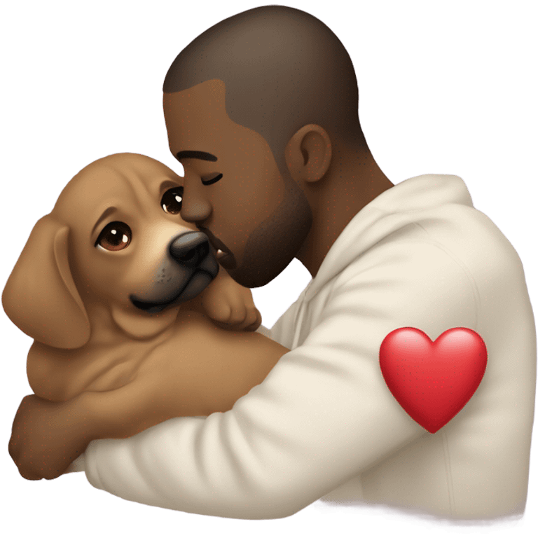 kanye west kissing dog with heart eyes emoji