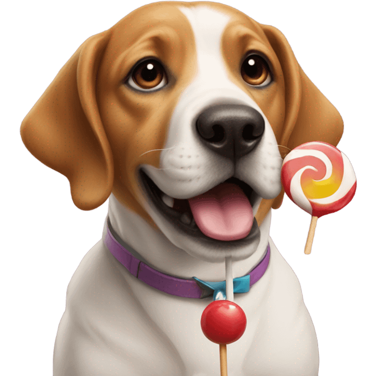 Dog holding lolly pop emoji