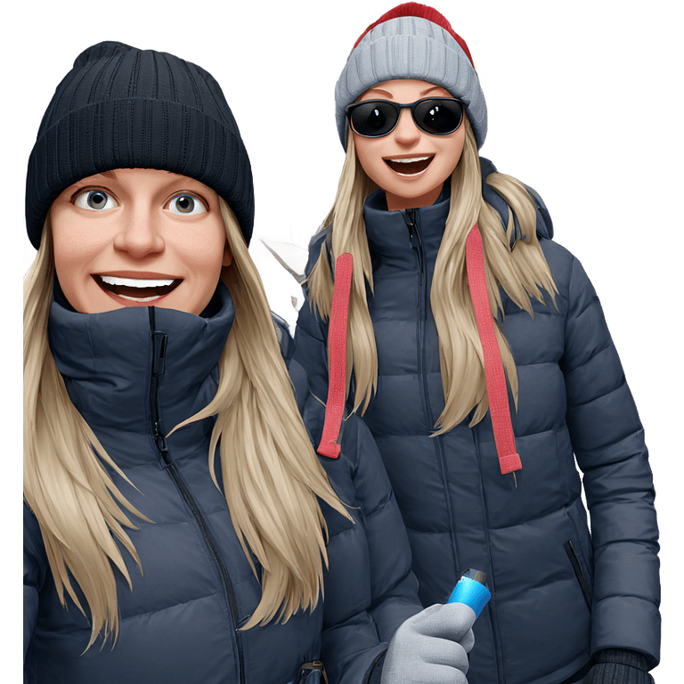 girls enjoying winter outdoors emoji