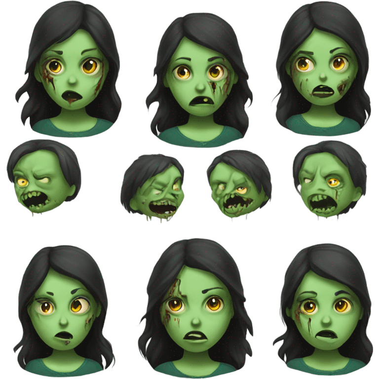 Brunette zombie girl in horror green  emoji