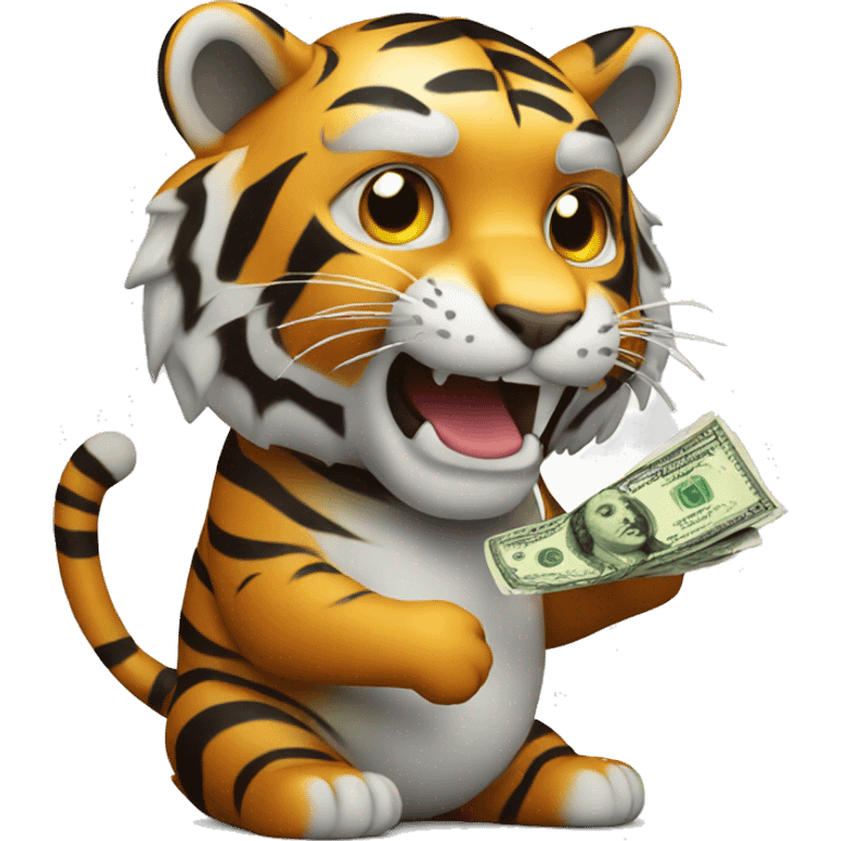 A tiger holding money emoji