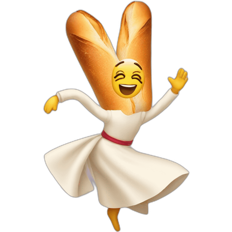 une baguette qui danse emoji