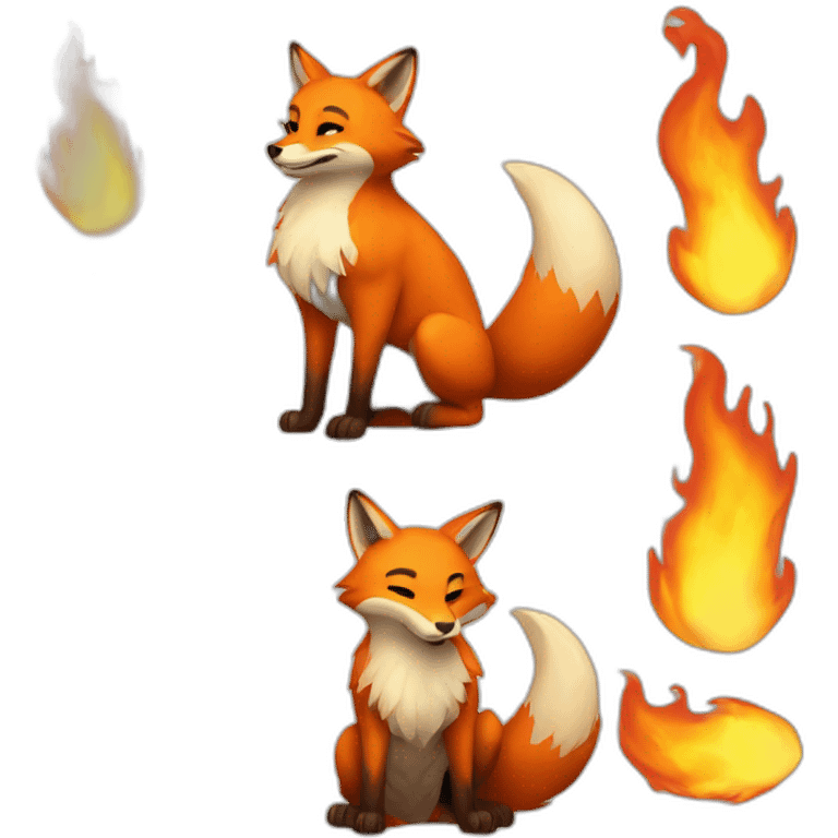 big fox in full body on fire emoji