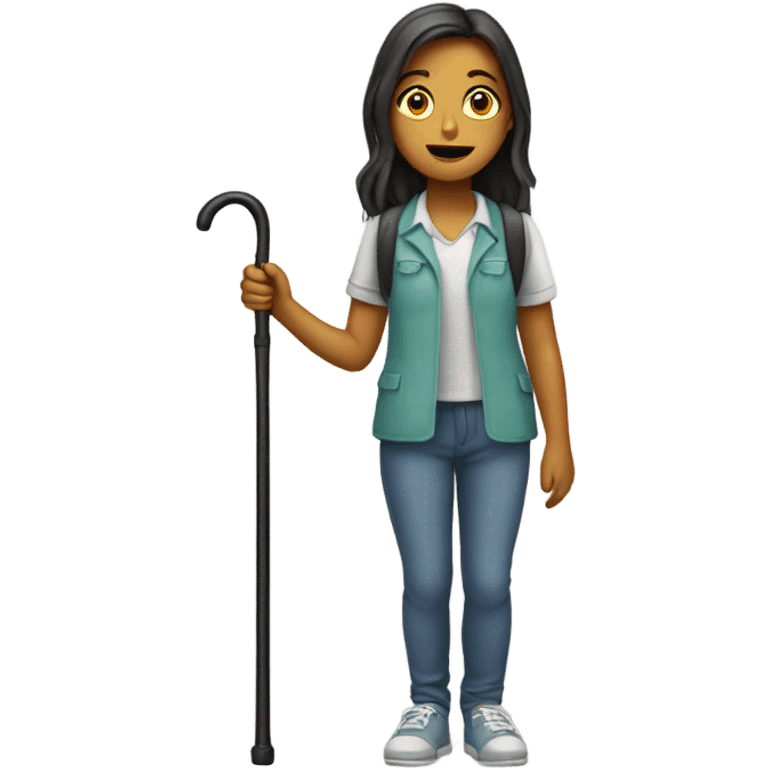 Girl with walking cane emoji