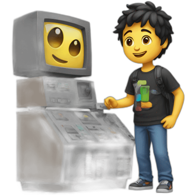 Un enfant qui joue à la console emoji