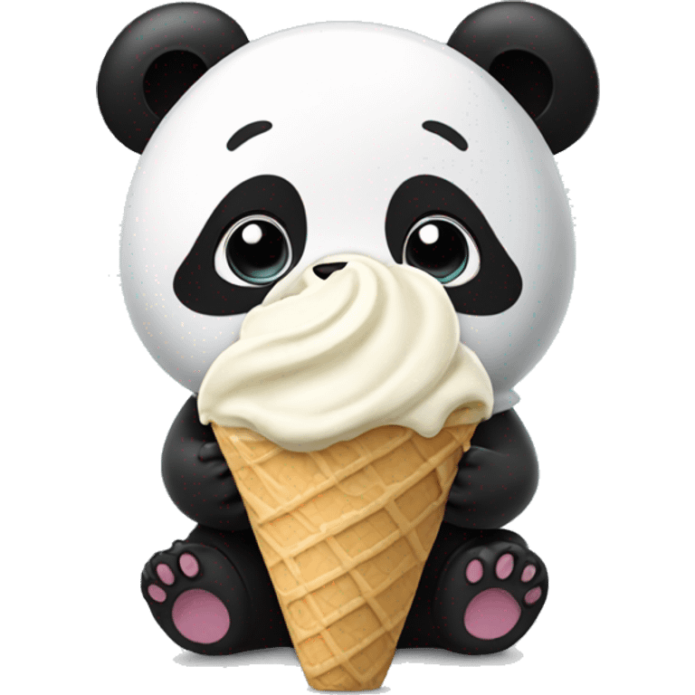 panda eats ice cream emoji