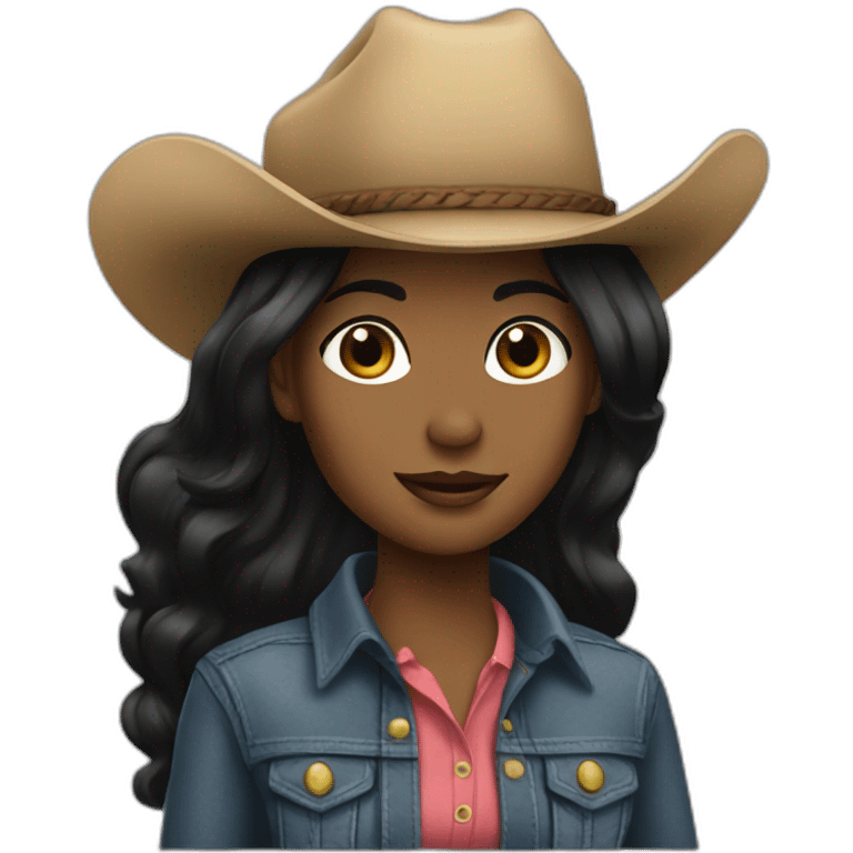 cowgirl straight black hair emoji