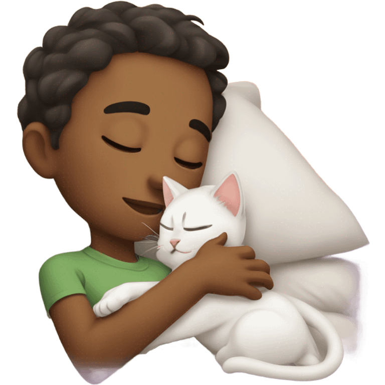 Boy napping with kitten emoji