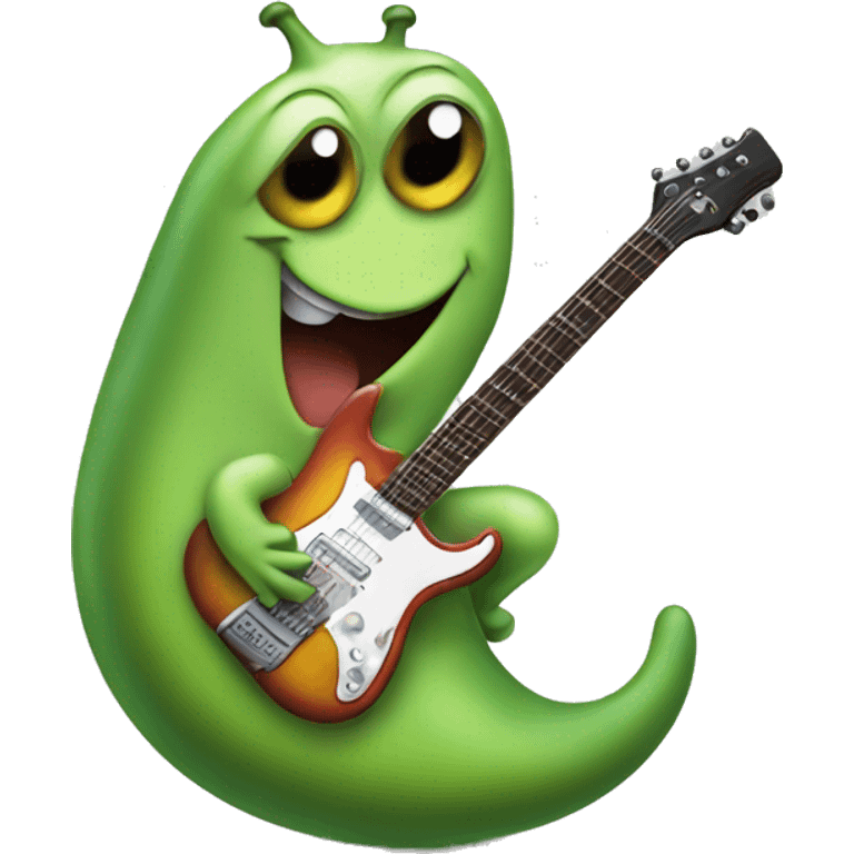 Happy slug playing electric guitar emoji