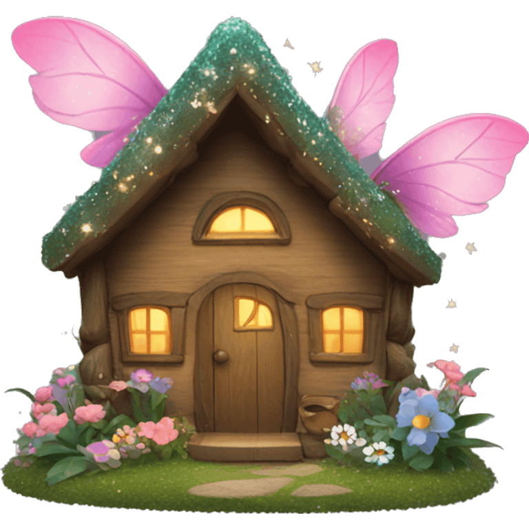 Fairy cabin with flowers and glitter  emoji