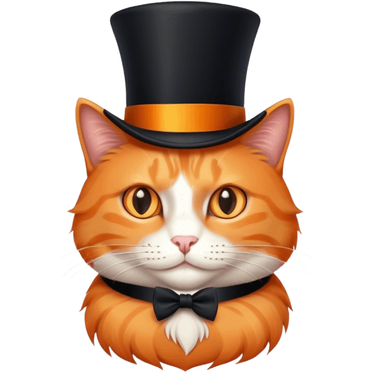 elegant orange cat with top hat black emoji