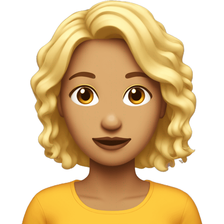 chica rubia pelo medio ondulado emoji