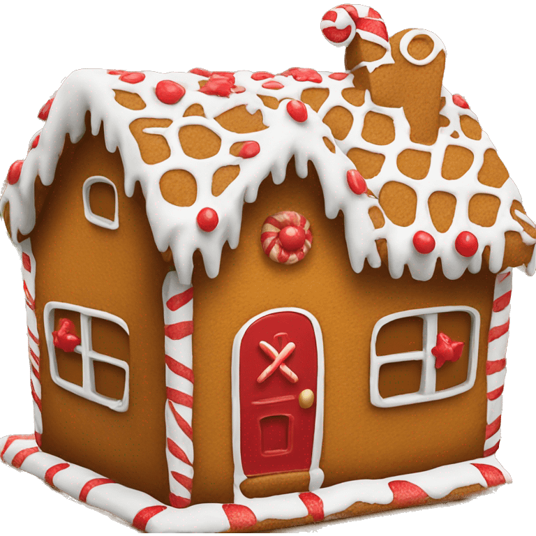 Gingerbread house with red decorations emoji