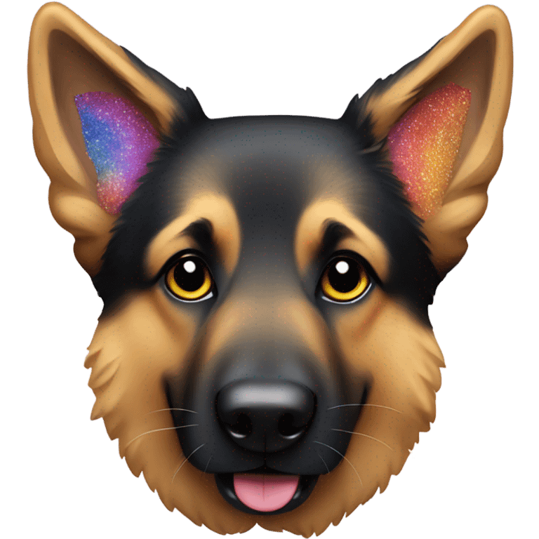 German shepherd with rainbow glitter fur emoji