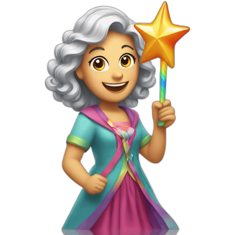 happy lady with rainbow wand emoji