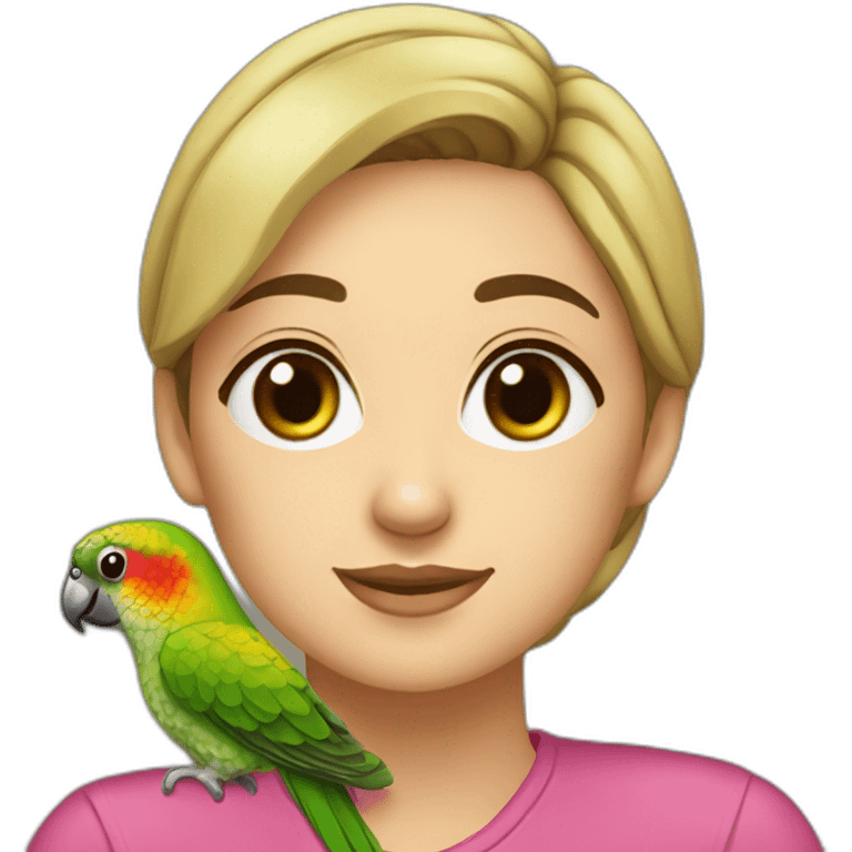 Green cheek conure and woman emoji