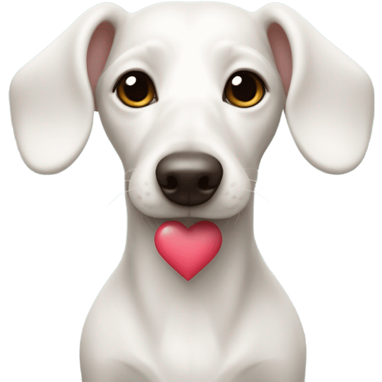 White dachshund with a heart  emoji