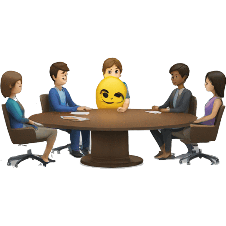 discussian on circle desk with humans emoji