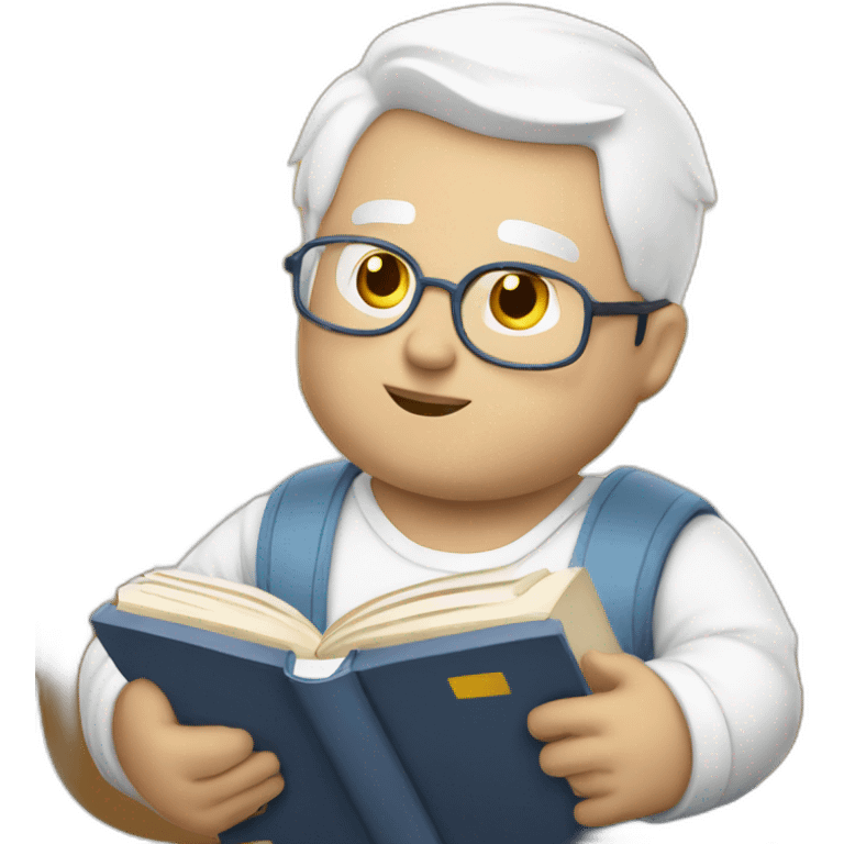 male chubby angel with white hair and books emoji