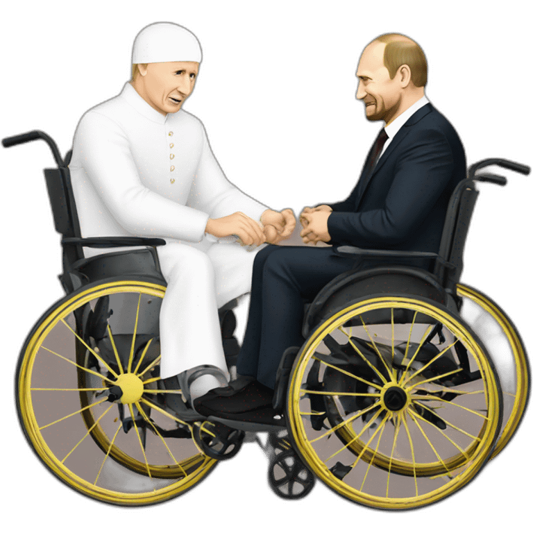 Crying Ramzan Kadyrov and angry vladimir putin riding golden wheelchairs emoji