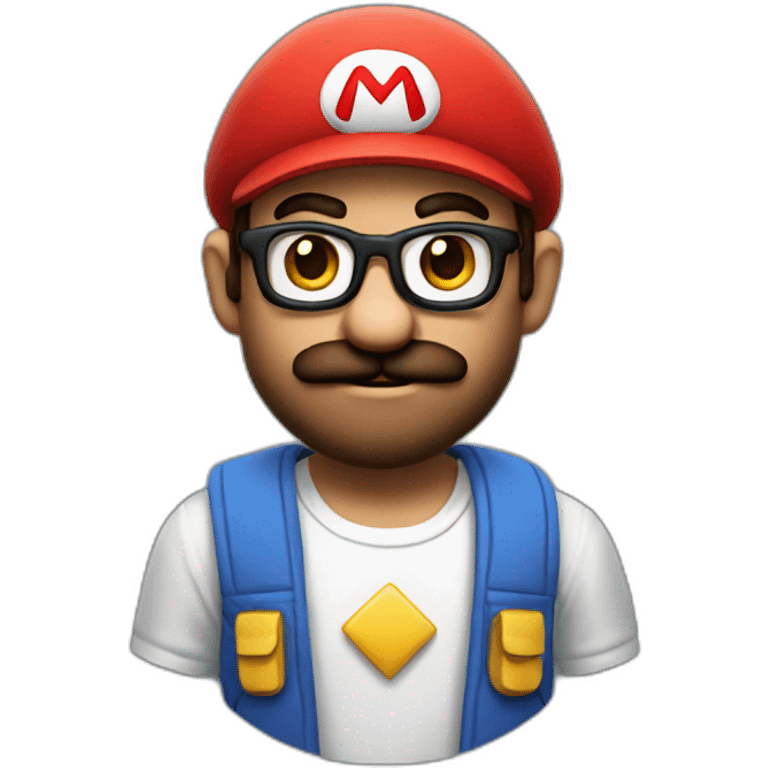 Mario as a hipster developer emoji