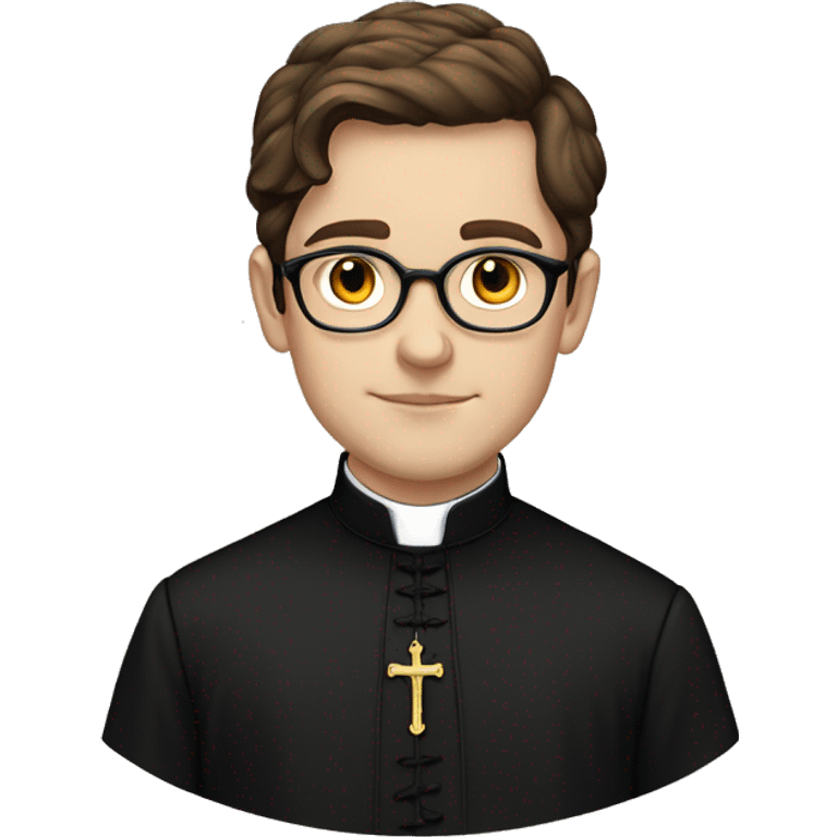 victorian young priest with brown hair, glasses and black dress emoji