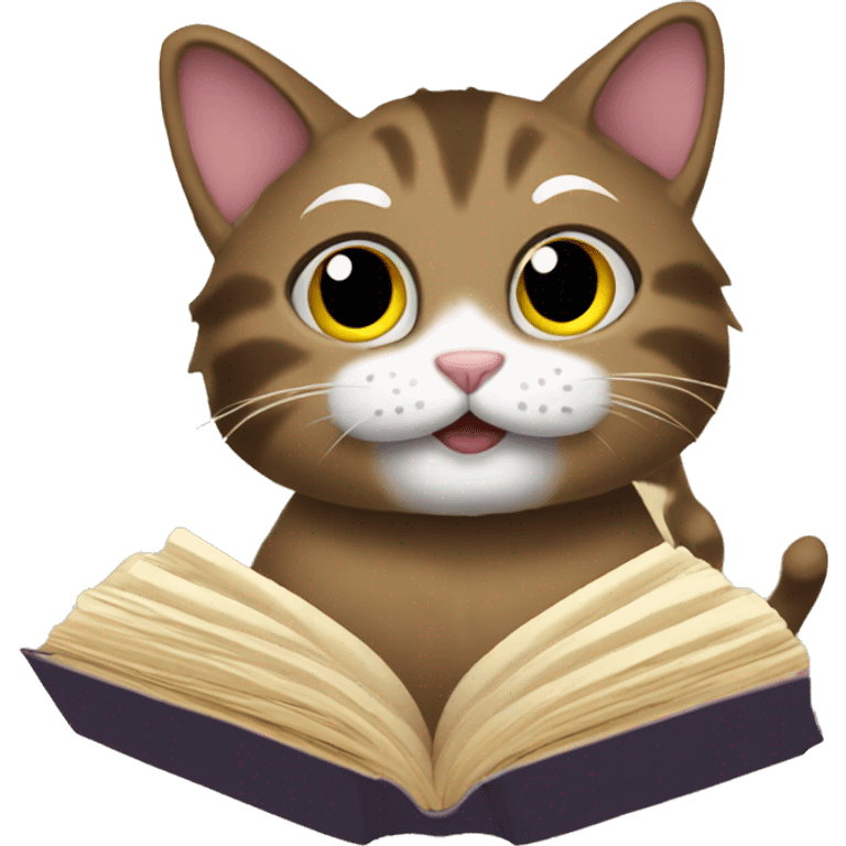 Cat reading book emoji