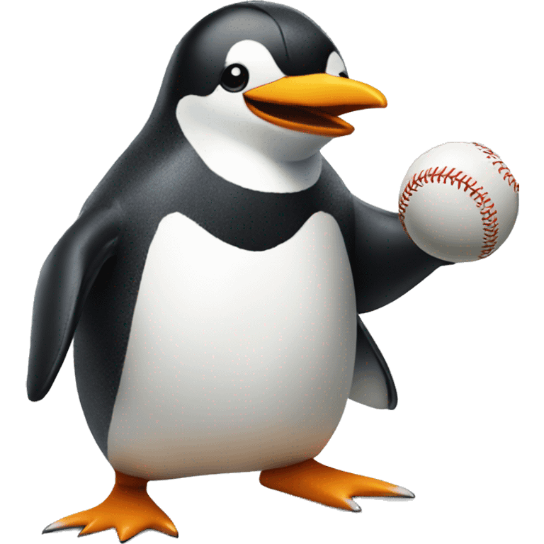 Penguin playing baseball emoji