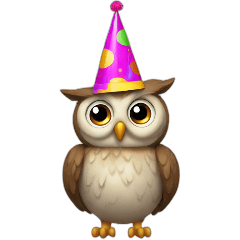 Owl with party hat emoji