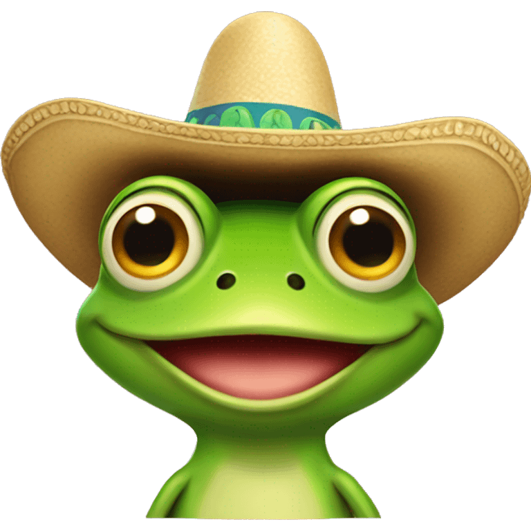 smiling frog with sombrero emoji