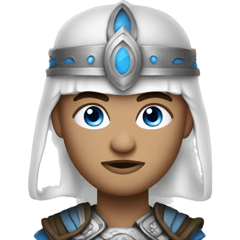 White Mongolian warrior with blue eyes emoji