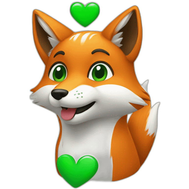 Fox with a green heart in his hand  emoji