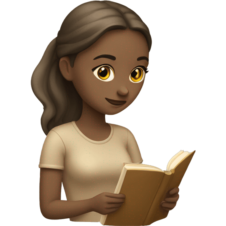 Girl reading a book. In beige tones  emoji