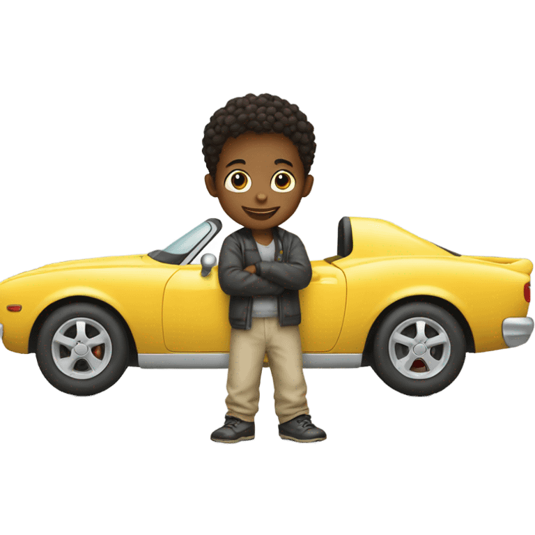 Little boy playing with cars  emoji