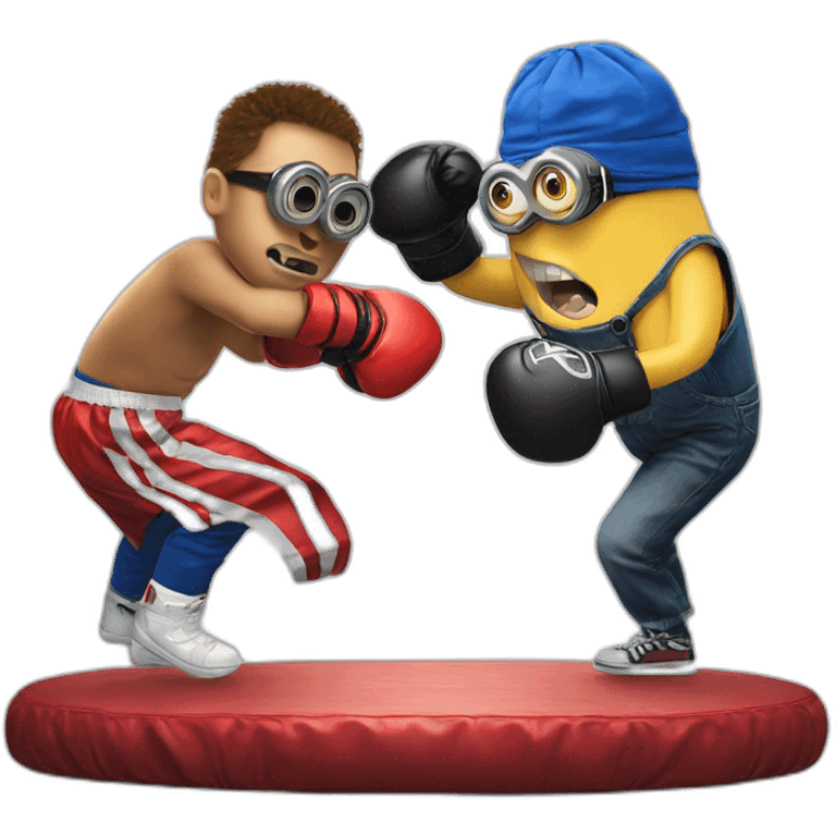 Minion boxing with chucky on a ring emoji