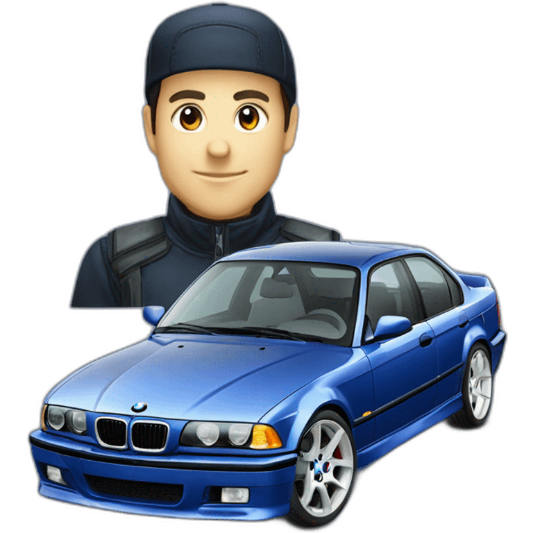 Bmw e36 dark blue sedan M emoji