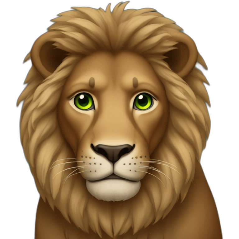 brown lion with brown mane green eyes emoji