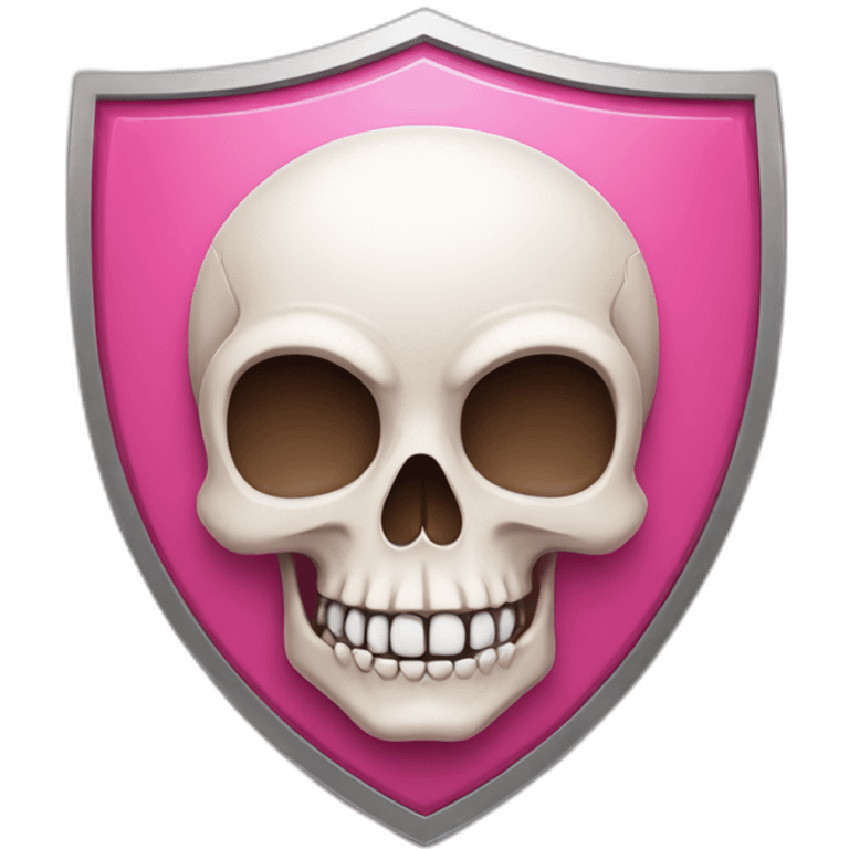 cartoon skull on a pink shield emoji