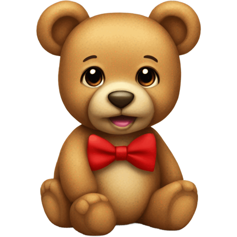 Light brown teddy bear with red bow tie  emoji