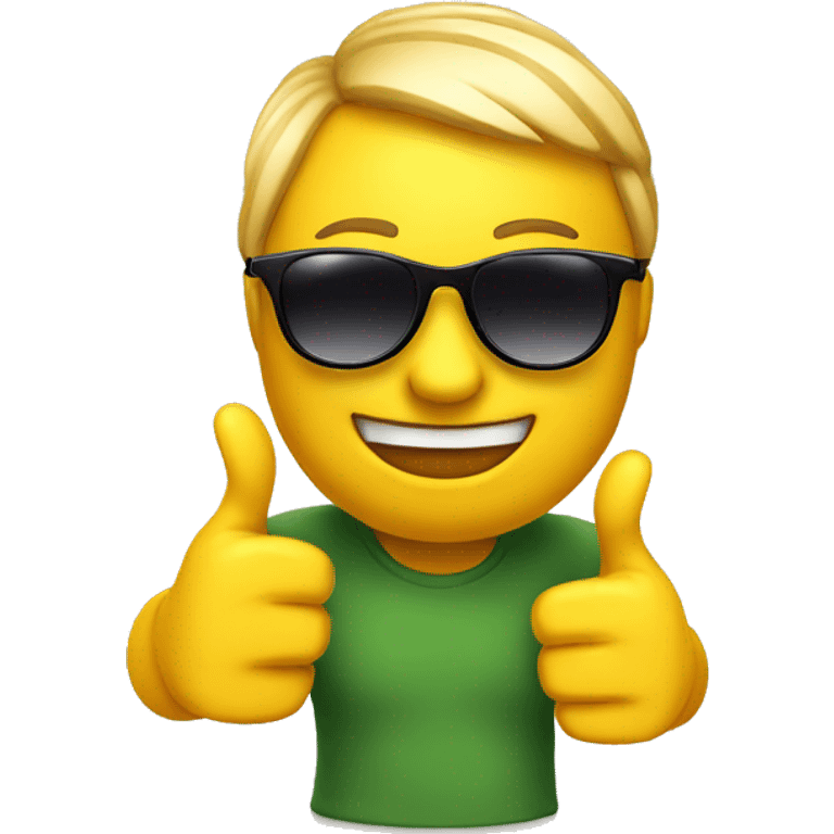 Yellow emoji with sunglasses giving thumbs up emoji