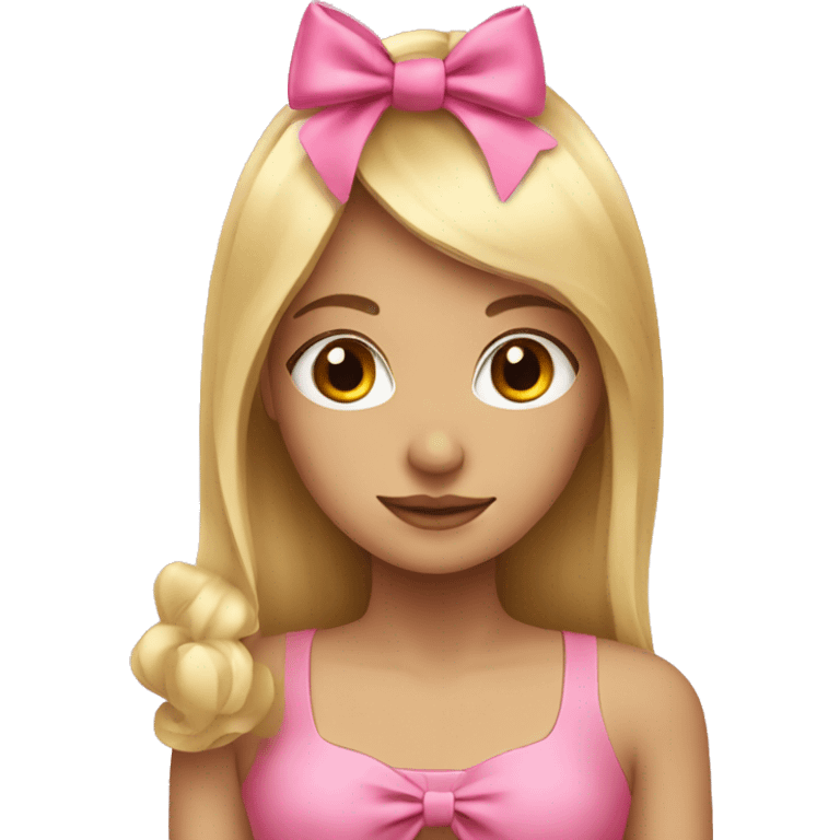 blonde girl with pink bow emoji